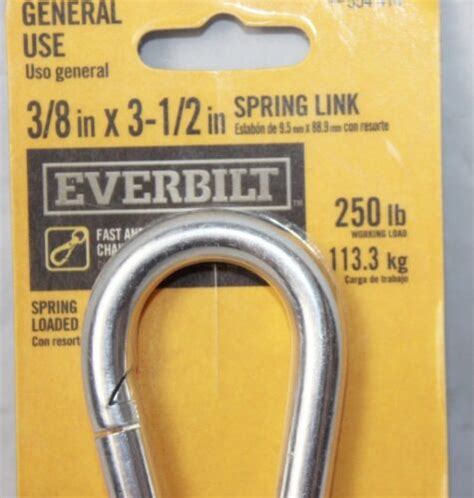 EVERBILT 3 8 X 3 1 2 GENERAL USE ZINC PLATED SPRING LINK 16455 11 J