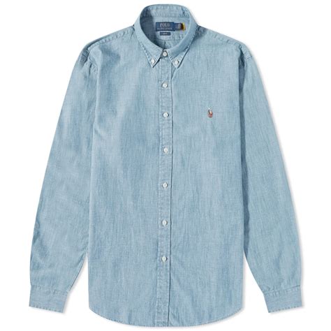 Polo Ralph Lauren Slim Fit Button Down Chambray Shirt Chambray End Hk