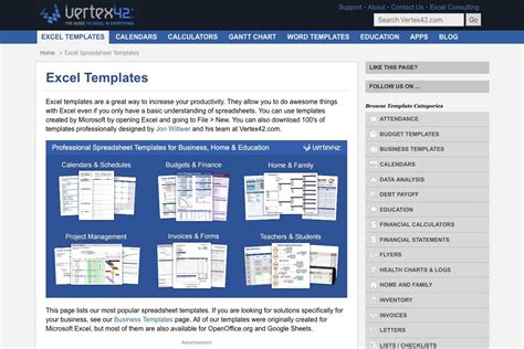 Vertex42 Excel Templates