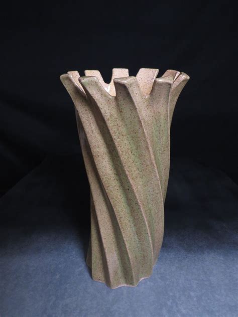 Beautiful 9 Sided Extruded Glazed Ceramic Vase Very Unique Hand Built Pottery Pottery