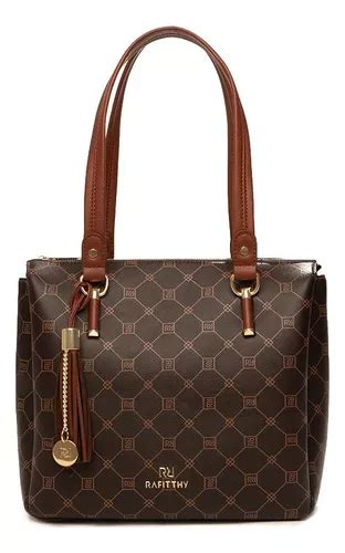 Bolsa Tote Feminina Ombro Rafitthy Monograma Cor Marrom