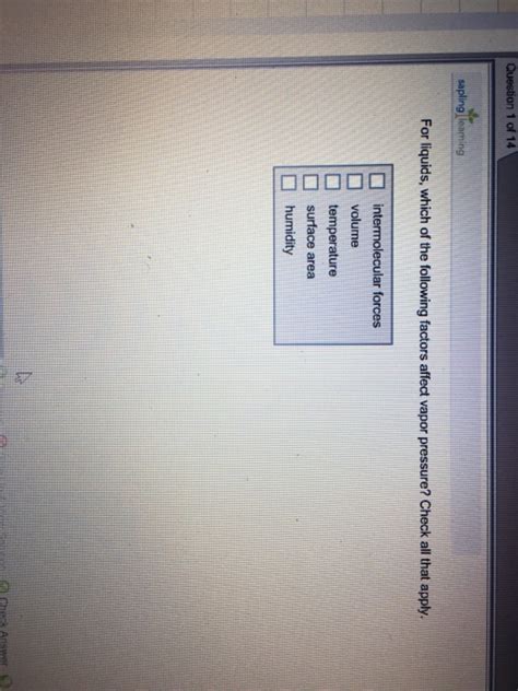 Solved For Liquids Which Of The Following Factors Affect Chegg