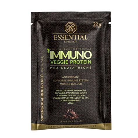 Immuno Veggie Protein Cacao Sachê de 36 6g Essential Nutrition Whey