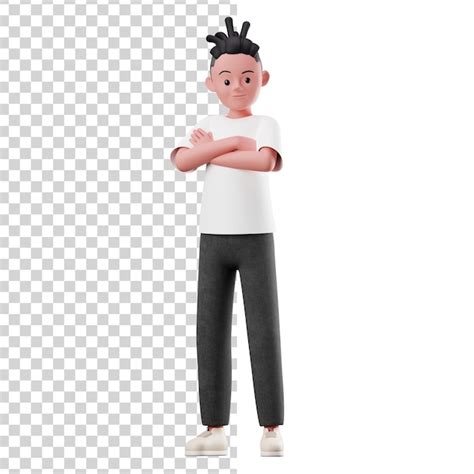 Premium Psd 3d Male Character With Crossed Arm Pose