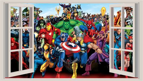 🔥 Download Huge 3d Window Wall Art Sticker Marvel Heroes Decal Vinyl Wallpaper By Mvega25