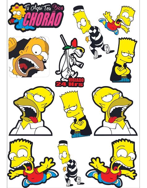 Adesivos Simpsons Bart Hommer Geek Nerd Cartela 12 Pçs