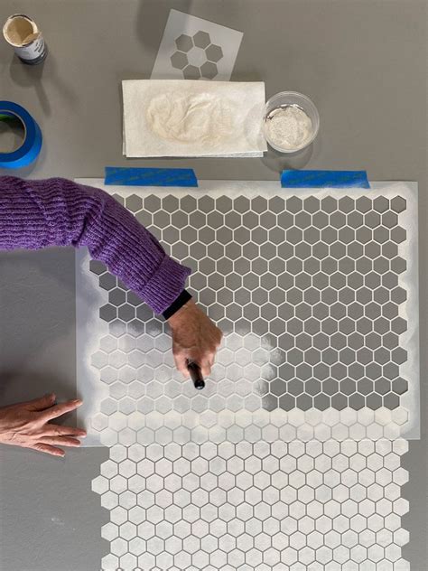 How To Stencil A Floor With A Hexagon Penny Tile Pattern Artofit