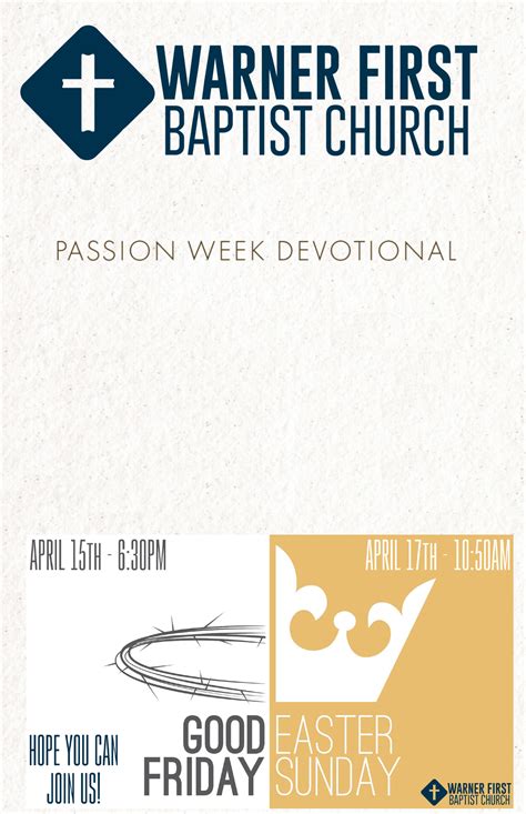 Passion Week Devotional Warner First Baptist Church