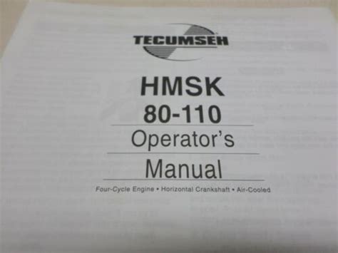 Used Tecumseh Hmsk Engine Operator S Manual Part Ebay