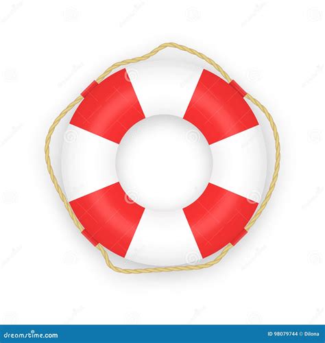 Realistic D Red Lifebuoy Marine Rescue Lifeboat Illustration Cartoon