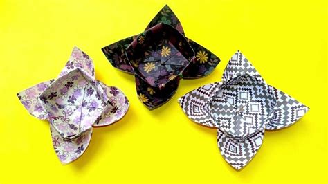 Cara Membuat Kotak Bentuk Bunga Dari Kertas Origami Kerajinan Tangan