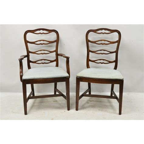 Vintage Thomasville Mahogany Ladderback Ribbon Back Dining Chairs Set Of 6 Chairish