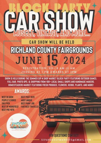 Block Party Car Show At Richland County Fairgrounds Destination Mansfield