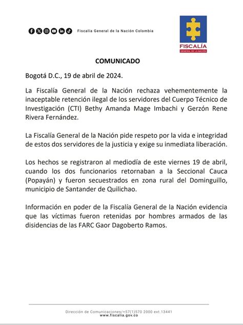 Secuestro De Funcionarios Del Cti En Cauca Disidencias De Las Farc