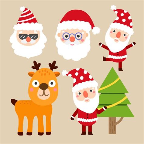 Premium Vector Cute Cartoon Santa Claus Collection