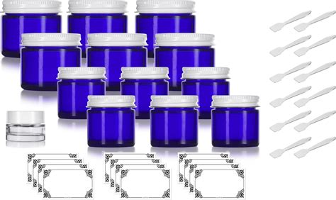 Juvitus 12 Piece Starter Set 6 1 Oz 6 2 Oz Cobalt Blue Glass Straight Sided Jar