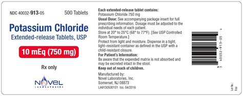 Potassium Chloride - FDA prescribing information, side effects and uses