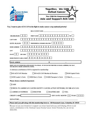 Fillable Online Acscan Acs Can Membership Form Fax Email Print Pdffiller