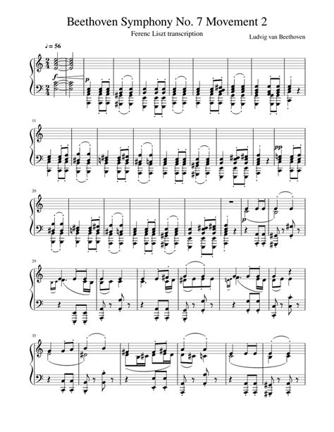 Beethoven Symphony No. 7 Mov. 2 Sheet music for Piano (Solo ...