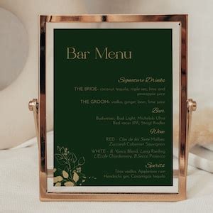 Wedding Bar Menu Template, Wedding Bar Signs, Signature Drink Sign ...