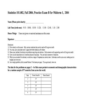 Fillable Online Stat Duke Statistics 101 Practice Exam A For Final