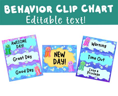 Classroom Behavior Chart, Printable Behavior Chart for Kids, Under the ...