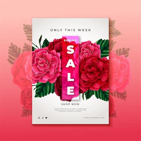 Modèle De Flyer De Vente De Fleurs Roses Dessinées à La Main Vecteur