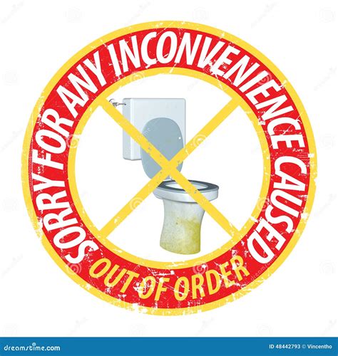 Prank Sticker Toilet Out Of Order Illustration Stock Photo - Image: 48442793