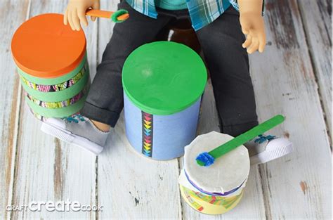 American Girl Logan And Diy Drum Set Tutorial Craft Create Cook