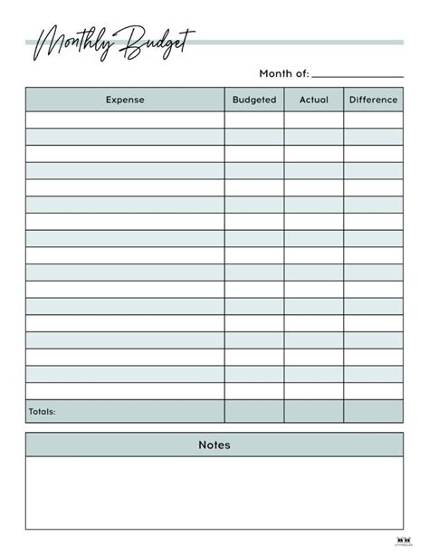 Monthly Budget Charts Free Printable - Printable Worksheets