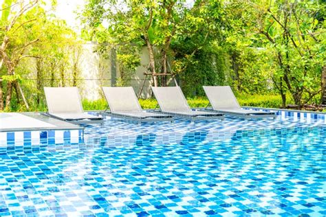 Bed Pool with Outdoor Swimming Pool in Hotel and Resort Stock Photo ...