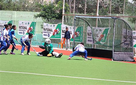 Players In Action During Hockey Match Semi Final Played Between Wapda