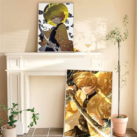 Zenitsu Agatsuma Dem Nio Slayer Anime Poster Qualidade Hd Wall Art P