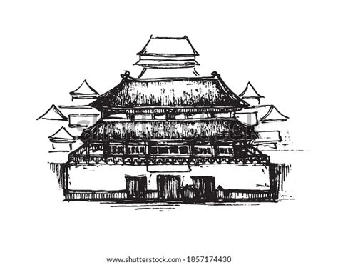 Forbidden City Sketch Vector Hand Drawn Stock Vector (Royalty Free ...