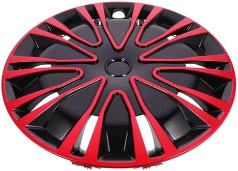 VALICLUD Hubcap 15 Inch Red Black Hubcaps Wheel Cover Car Wheel Case