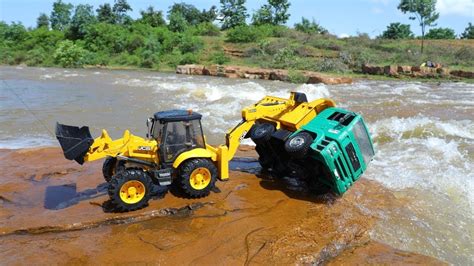 Dump Truck Heavy Loaded Accident River Pulling Out Jcb Dx Plus Hmt