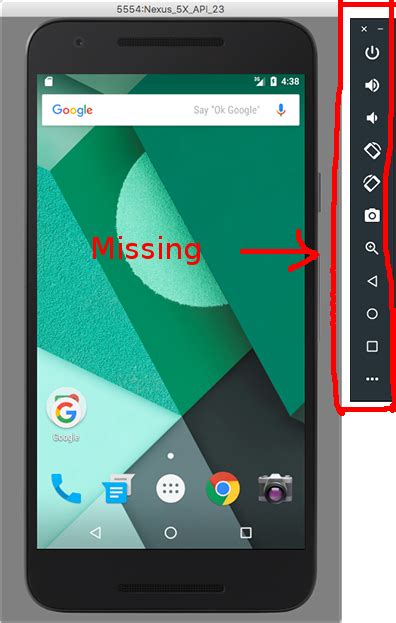 Android Emulator Missing Right Panel Stack Overflow