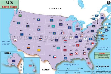 Flags of 50 States on US Map