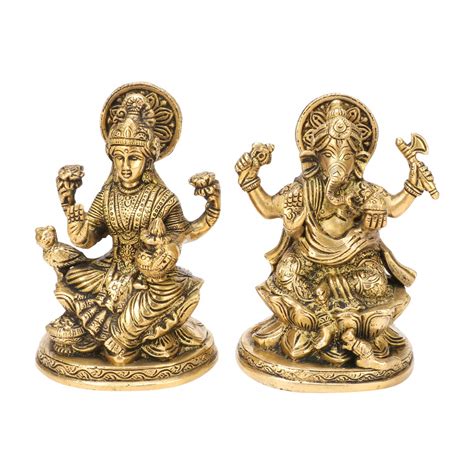 Buy Kartique Brass Ganesha Laxmi Ganesh Lakshmi Bhagwan Idol Sitting On