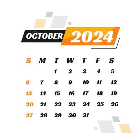 October Calendar Vector October Calendar Png And Vector