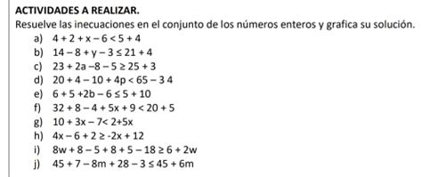 Solved Actividades A Realizar Resuelve Las Inecuaciones En El