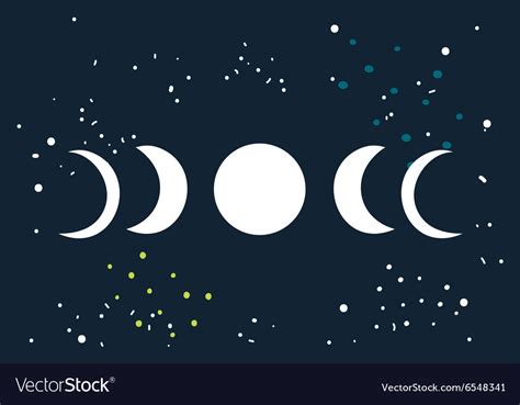 Lunar Eclipse Moon Phases Circle With Stars Space Vector Image