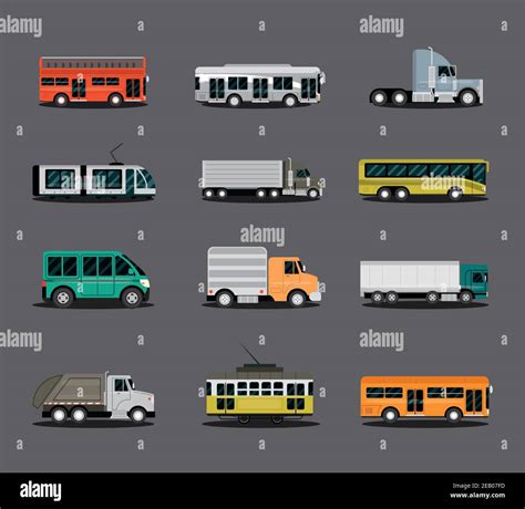 Verschiedene Arten Von Fahrzeugen Auto LKW Van Bus LKW Und