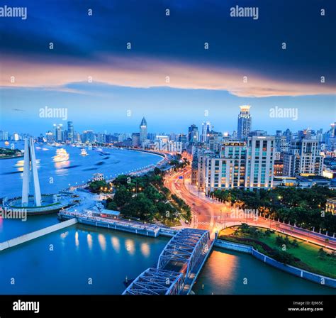 Shanghai The Bund With Sunset Glow Stock Photo Alamy