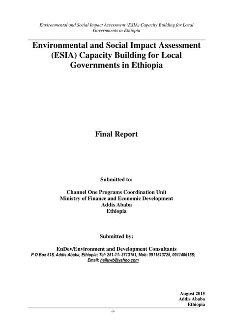 Pdf Environmental And Social Impact Assessment Capacity Building Plan For Local Governments In