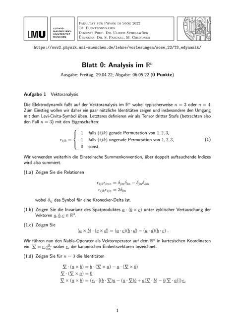 Exercise Fakult At F Ur Physik Im Sose T Elektrodynamik