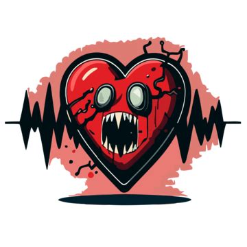 Heart Ekg Vector, Sticker Clipart Heart With Teeth And In The ...