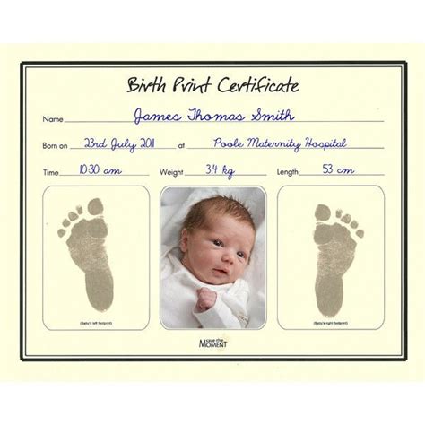 Birth Certificate With Inkless Print Kit Birth Prints Baby Footprint