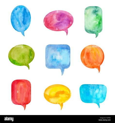 Set Of Colorful Speech Bubbles Or Conversation Clouds Painted By