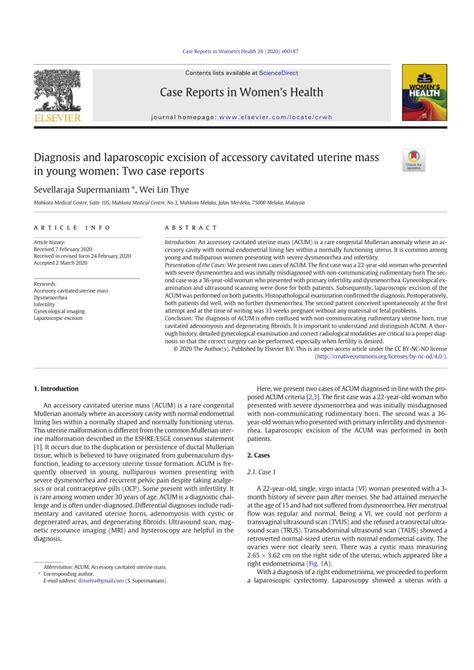 Pdf Diagnosis And Laparoscopic Excision Of Accessory Cavitated